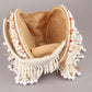 Rajwada White Embroidered Clutch With Tassels For Women
