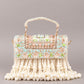 Rajwada Off White Embroidered Clutch With Tassels For Women