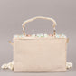 Rajwada Off White Embroidered Clutch With Tassels For Women