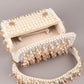 Rajwada Off White Tassels Embellished Clutch For Women