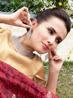 Elegant Baby Pink Studded Princess Necklace - Rajwada