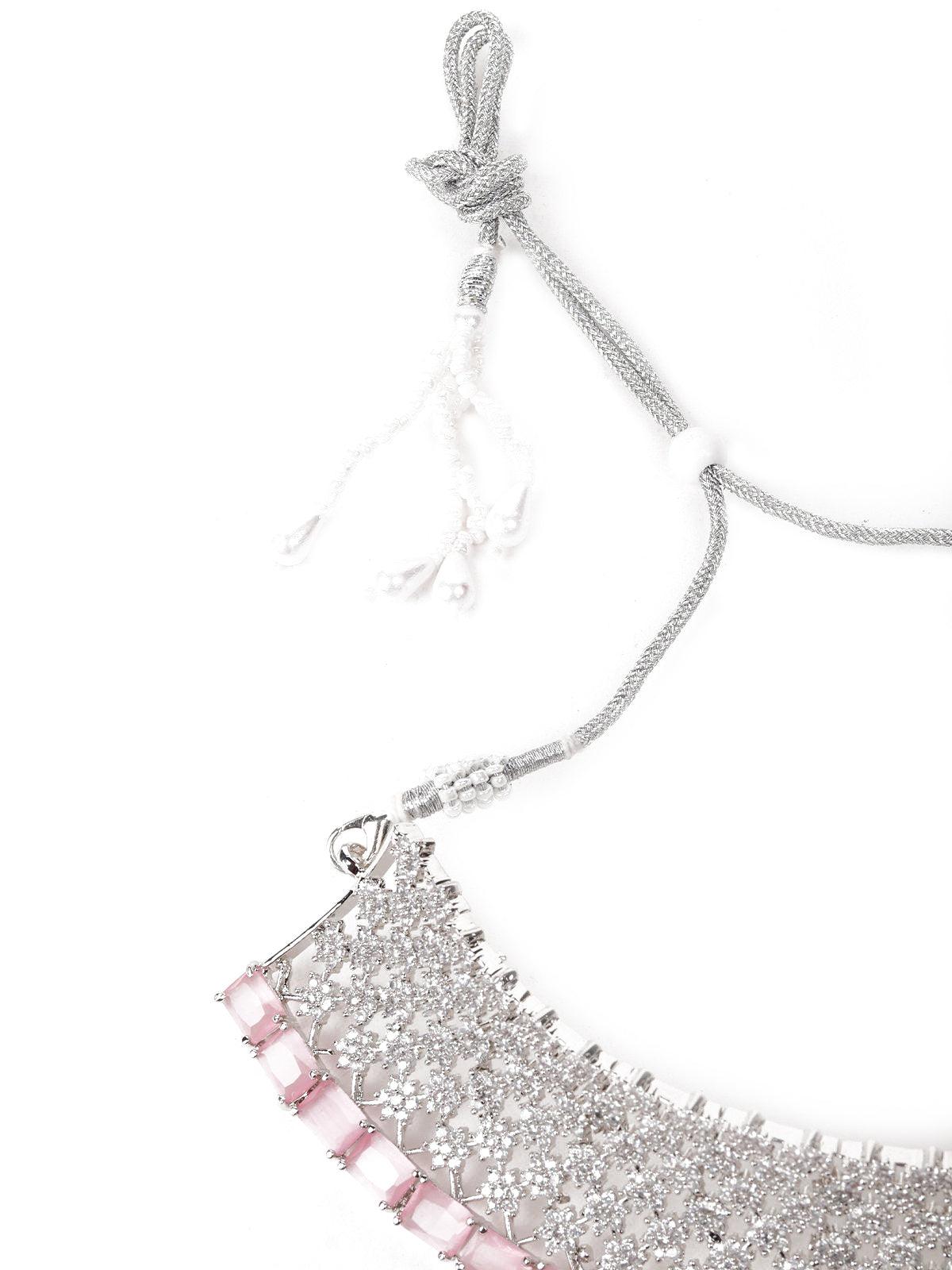 Elegant Baby Pink Studded Princess Necklace - Rajwada