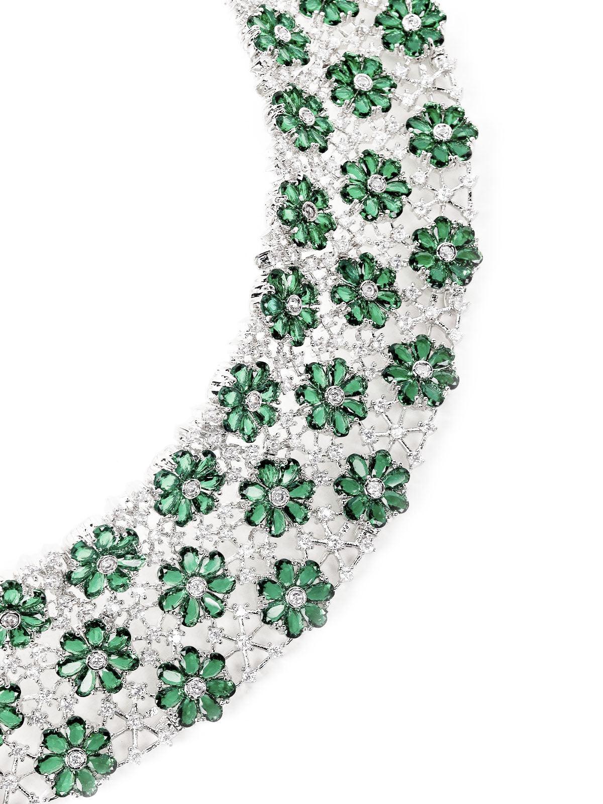 Elegant Floral Green Choker Necklace Set - Rajwada
