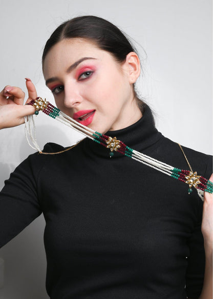Elegant Pearl Belt With Beads - Rajwada
