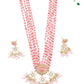Elegant Pink And White Beaded Necklace Set - Rajwada
