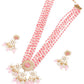 Elegant Pink And White Beaded Necklace Set - Rajwada