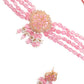 Elegant Pink Mani Choker with Earrings - Rajwada