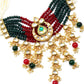 Elegant red-green crystal, pearl, & kundan choker with earrings! - Rajwada