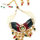 Elegant red-green crystal, pearl, & kundan choker with earrings! - Rajwada