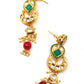 Elegant red-green crystal, pearl, & kundan choker with earrings! - Rajwada