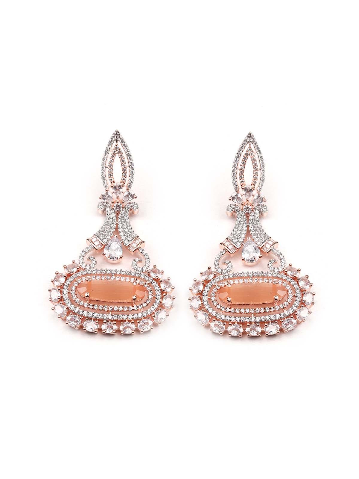 Elegant stunning peach dangle earrings - Rajwada