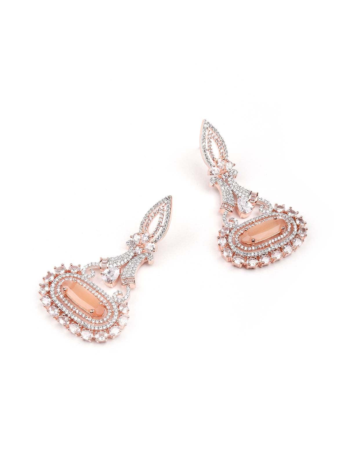 Elegant stunning peach dangle earrings - Rajwada