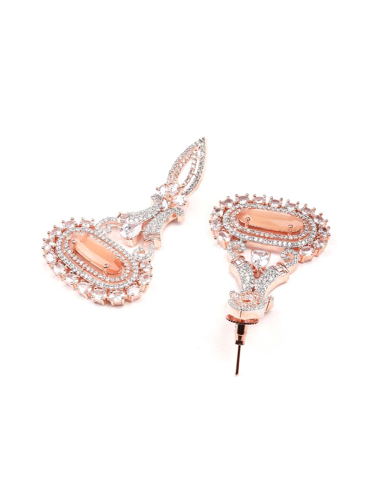 Elegant stunning peach dangle earrings - Rajwada