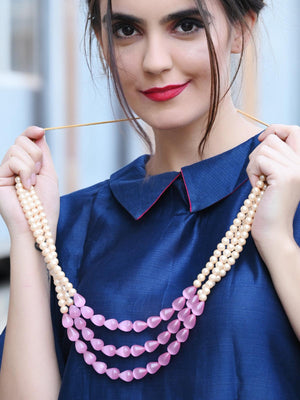 Elegant White and Pink Pearl Chain - Rajwada