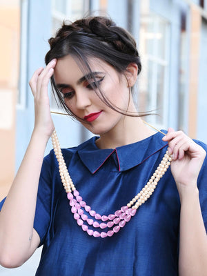 Elegant White and Pink Pearl Chain - Rajwada