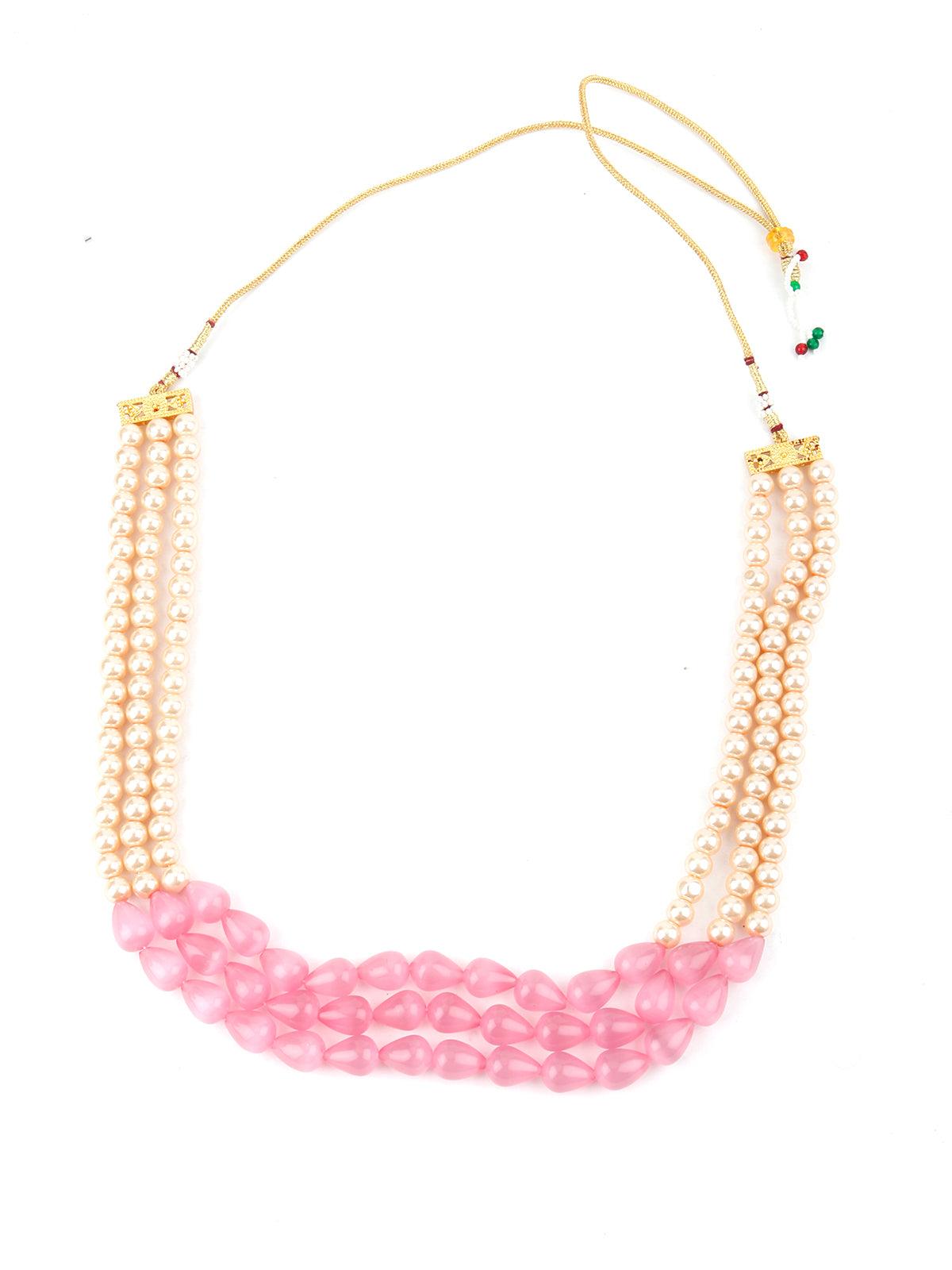 Elegant White and Pink Pearl Chain - Rajwada