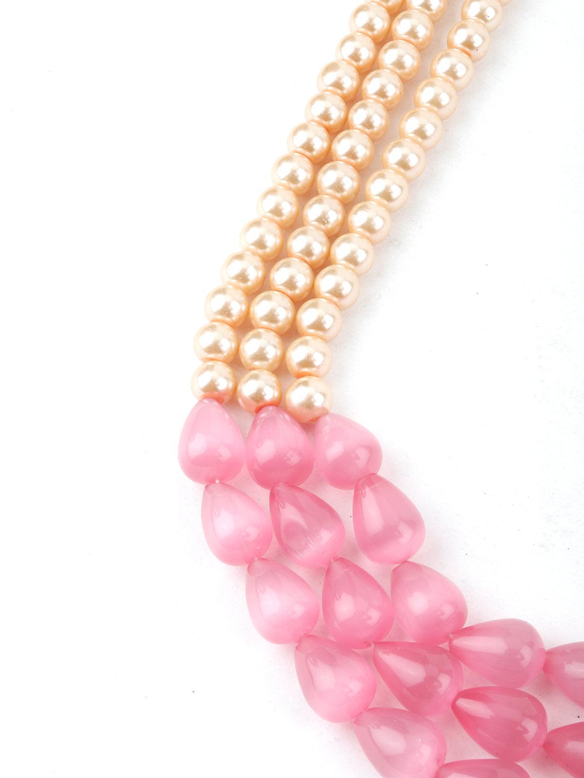 Elegant White and Pink Pearl Chain - Rajwada