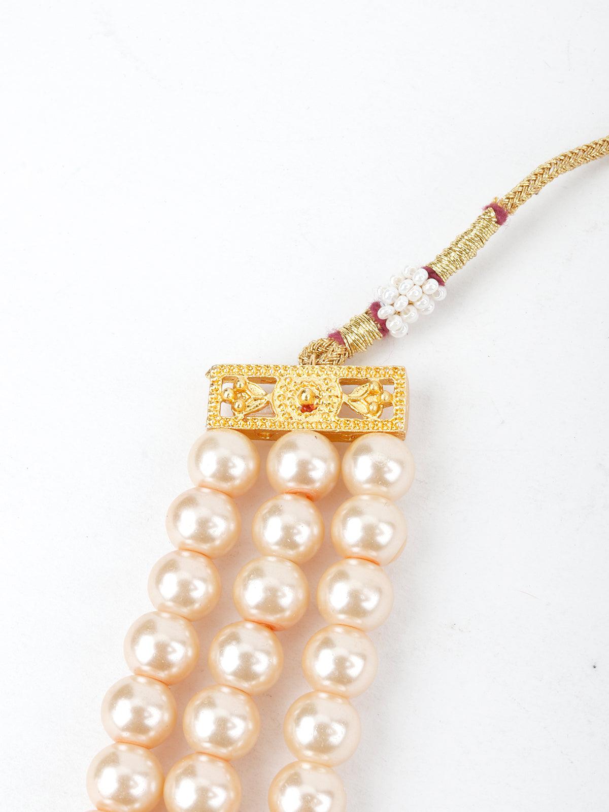 Elegant White and Pink Pearl Chain - Rajwada