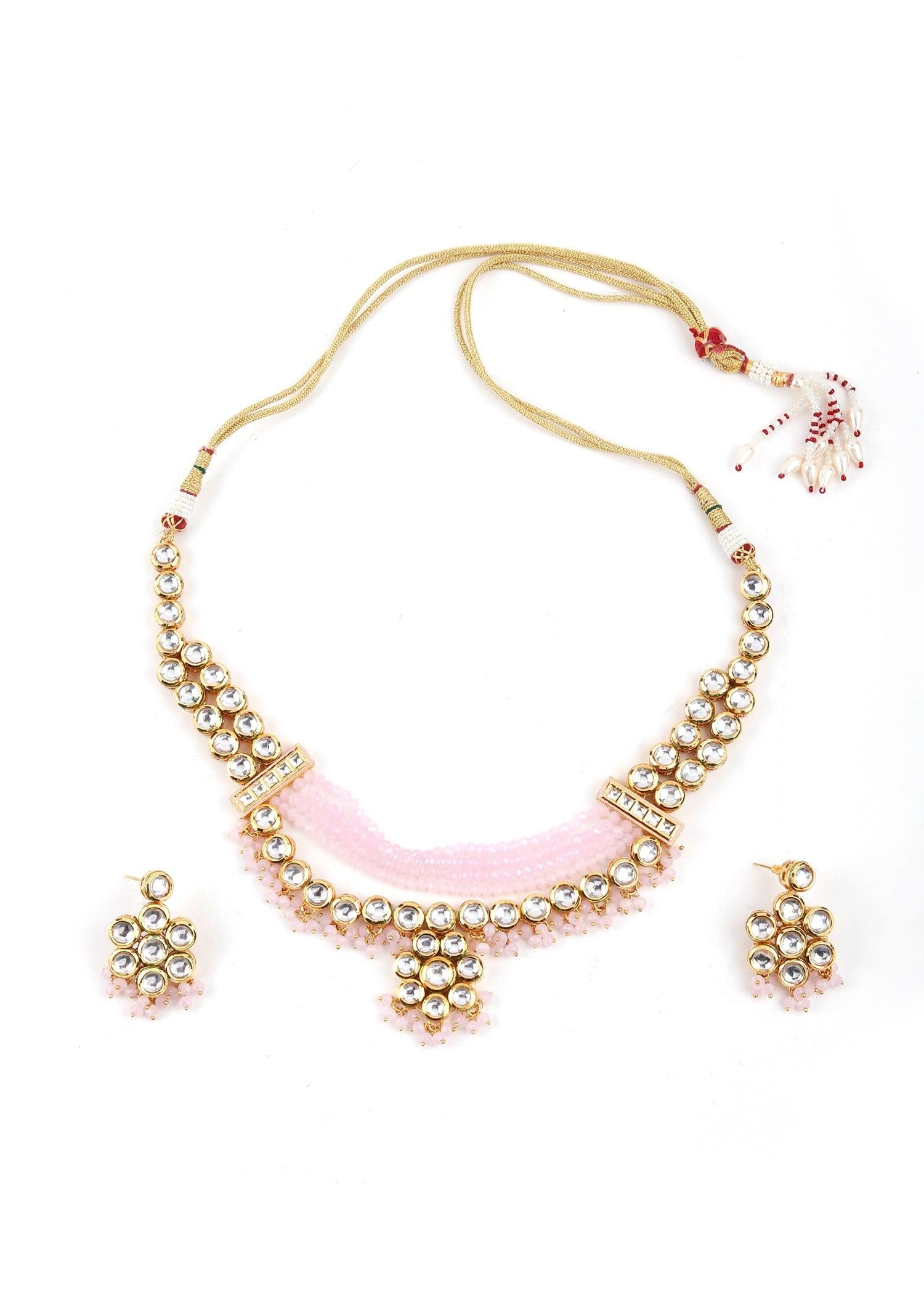 Elegant White Floral  Necklace Set - Rajwada