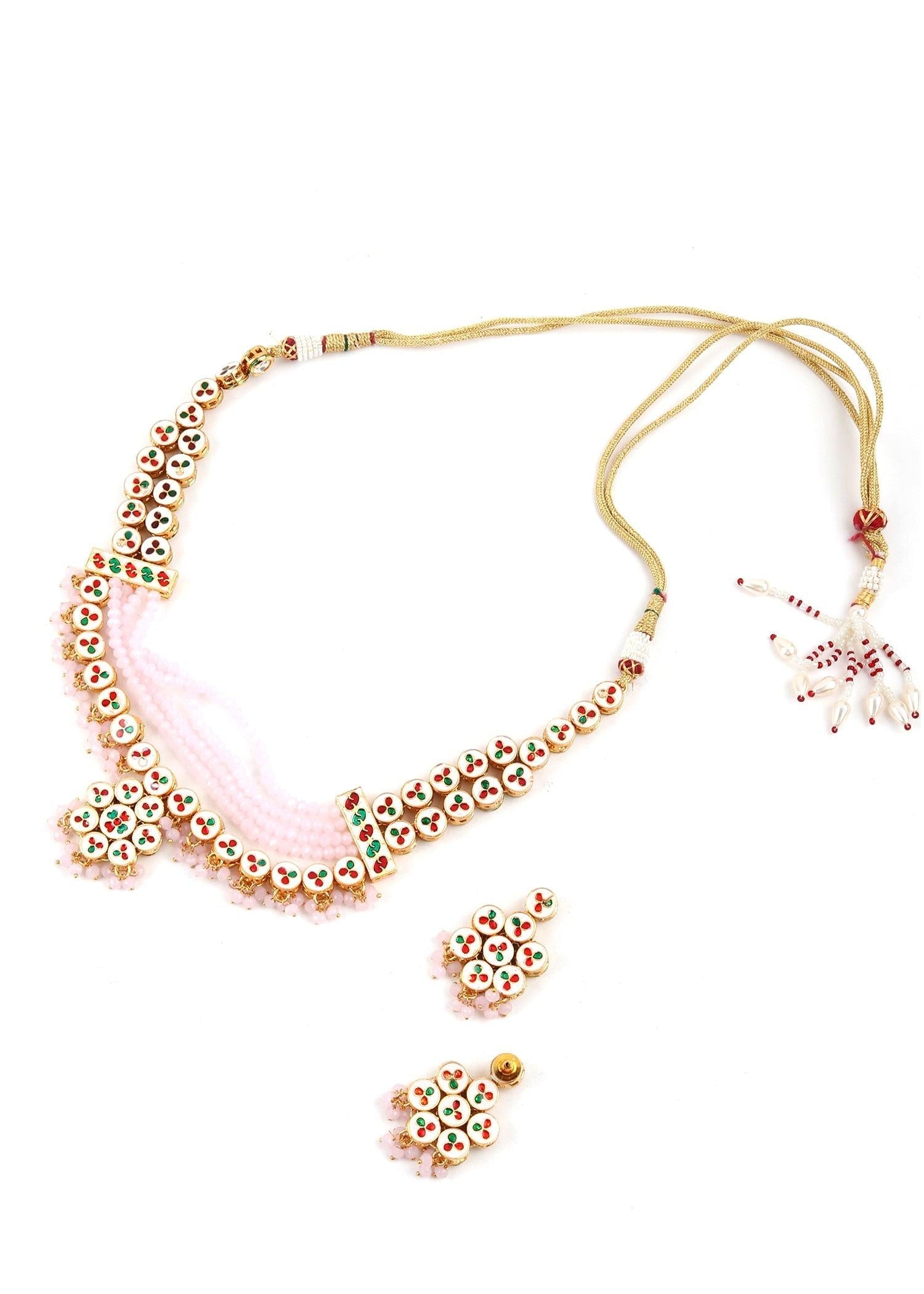 Elegant White Floral  Necklace Set - Rajwada