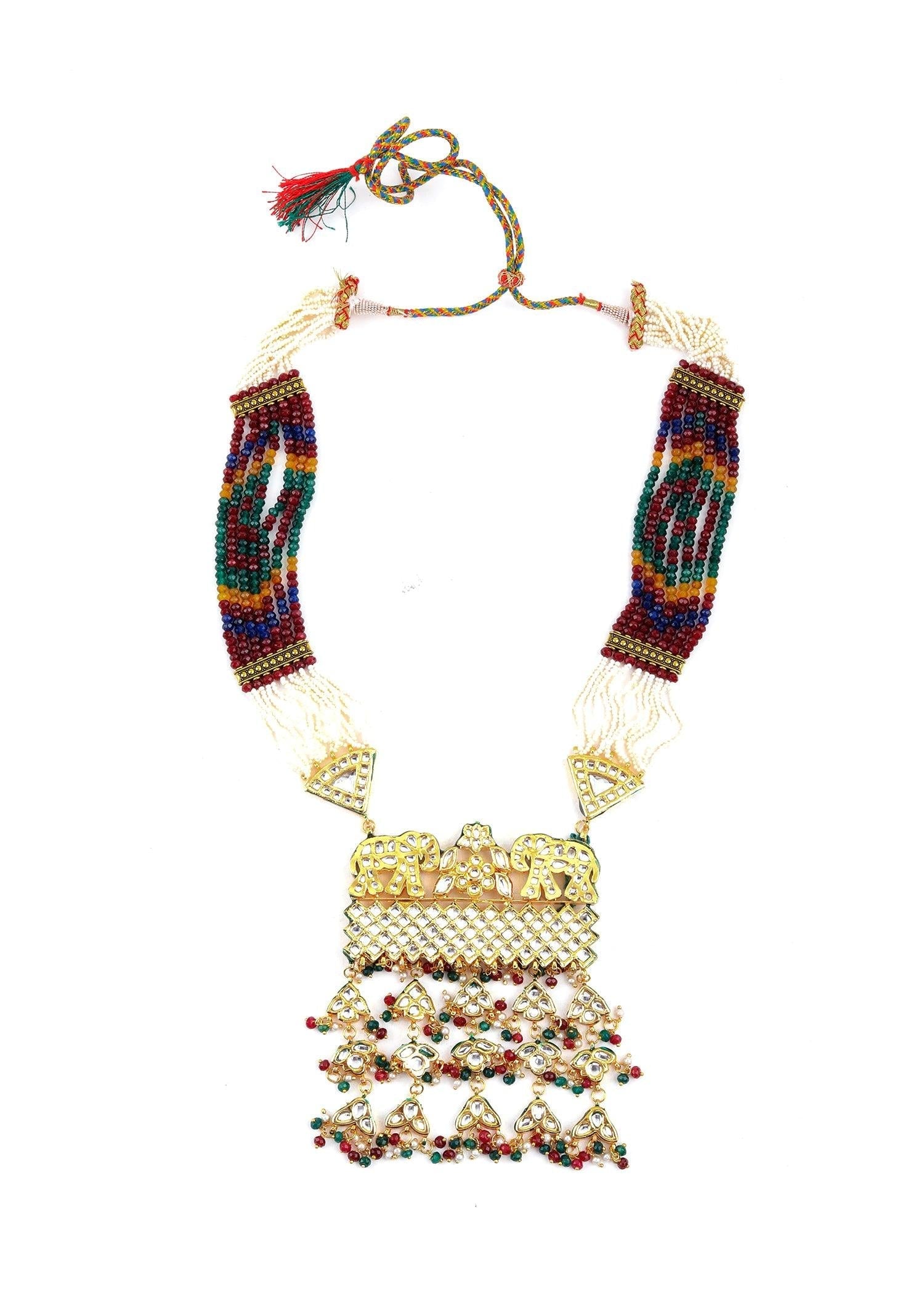 Elite Multicolor Rani Haar Necklace Set - Rajwada