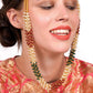 Elongated onyx and regular and pearl semi-precious necklace with earrings - Rajwada