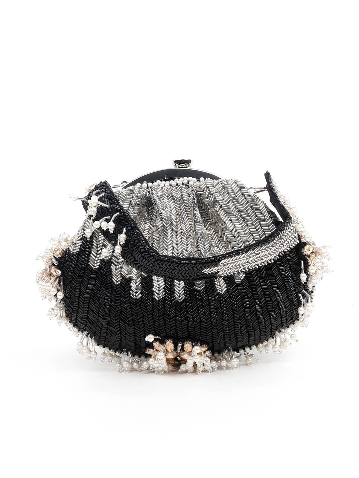 EMBELLISHED BLACK BATUA BAG - Rajwada