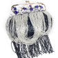 EMBELLISHED BLUE CLUTCH BAG WITH TASSELS - Rajwada