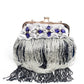 EMBELLISHED BLUE CLUTCH BAG WITH TASSELS - Rajwada