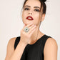 Emerald Crystalised Square Statement Ring - Rajwada