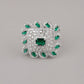 Emerald Crystalised Square Statement Ring - Rajwada
