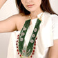 Rajwada Women Emerald Green With Ruby Beads Kundan Necklace