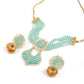 Enchanting Sea Green Necklace with Earrings - Rajwada
