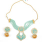 Enchanting Sea Green Necklace with Earrings - Rajwada