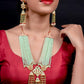 Enduring Mint Green Multistring Onyx-Kundan-Pearl Necklace Set - Rajwada