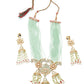 Enduring Mint Green Multistring Onyx-Kundan-Pearl Necklace Set - Rajwada