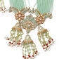 Enduring Mint Green Multistring Onyx-Kundan-Pearl Necklace Set - Rajwada