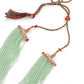 Enduring Mint Green Multistring Onyx-Kundan-Pearl Necklace Set - Rajwada