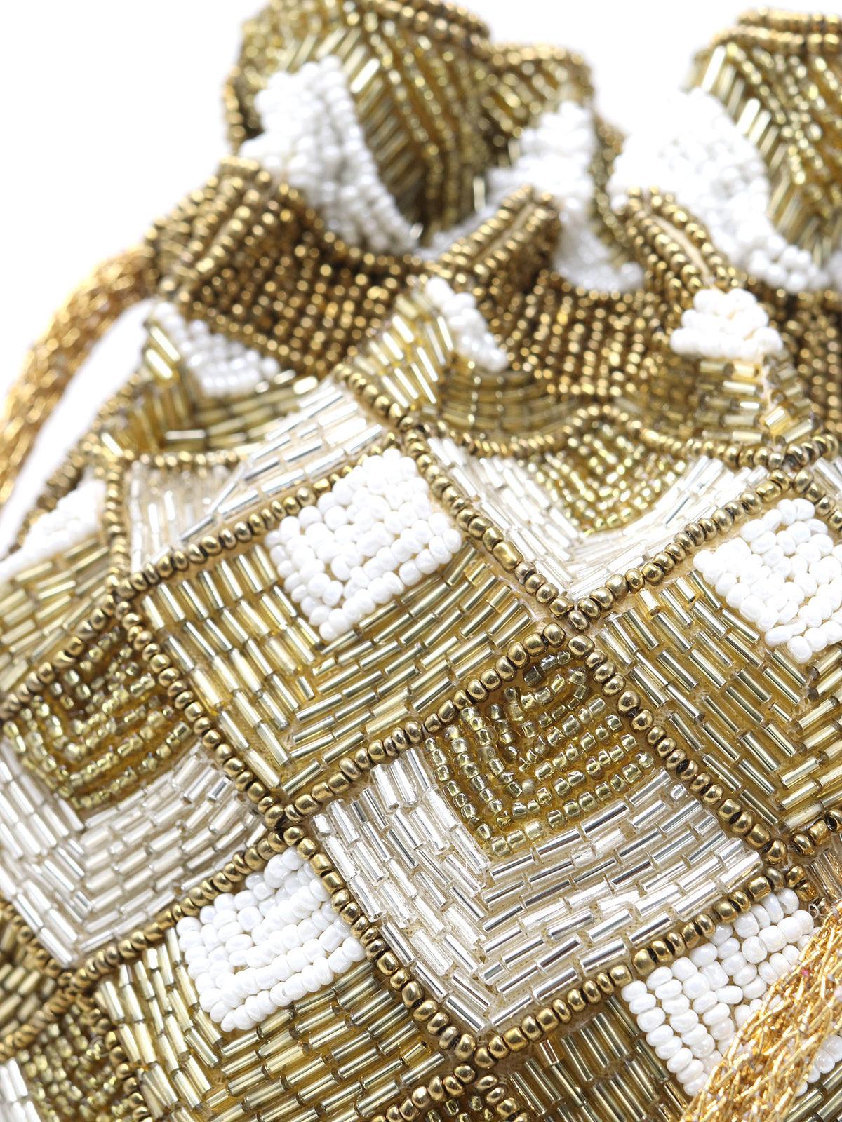 Enticing Golden Beaded  Potli Handbag - Rajwada