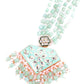 Enticing Pistachio Green And Rose Quartz Necklace Set - Rajwada