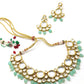 Ethnic heavy semiprecious kundan & enameled necklace with earrings! - Rajwada