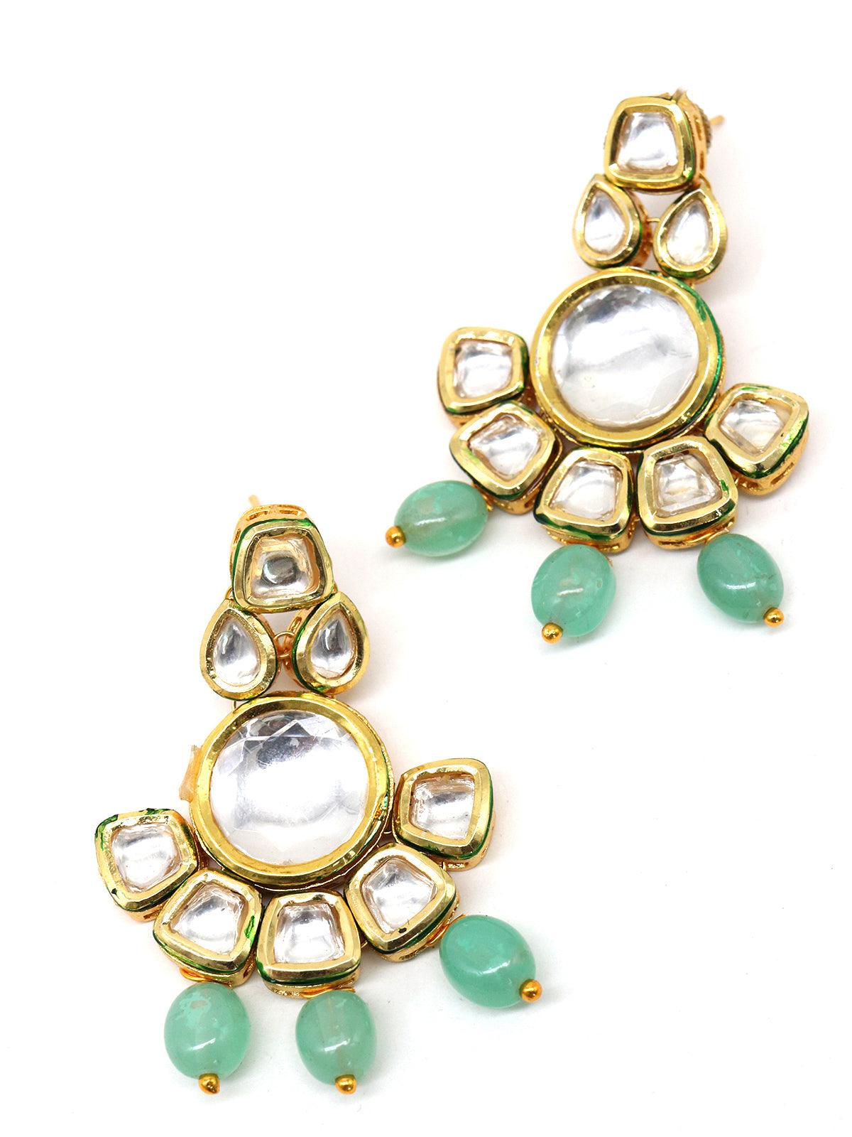 Ethnic heavy semiprecious kundan & enameled necklace with earrings! - Rajwada