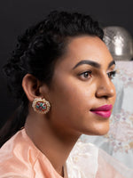 Ethnic Pink Floral Tinted Studs - Rajwada