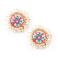 Ethnic Pink Floral Tinted Studs - Rajwada