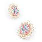 Ethnic Pink Floral Tinted Studs - Rajwada
