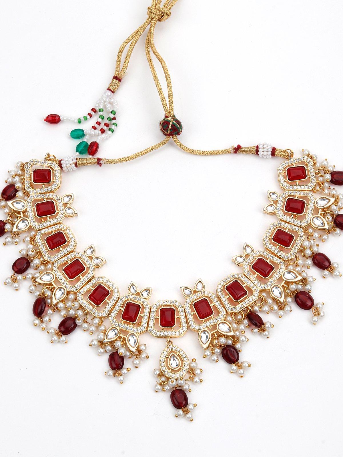 Ethnic Red & Gold Necklace - Rajwada