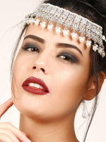 Ethnic Silver Crystal Embellished Choker Necklace Set - Rajwada