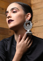 Ethnic Silver White Beaded Jhumka - Rajwada