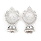 Ethnic Silver White Beaded Jhumka - Rajwada