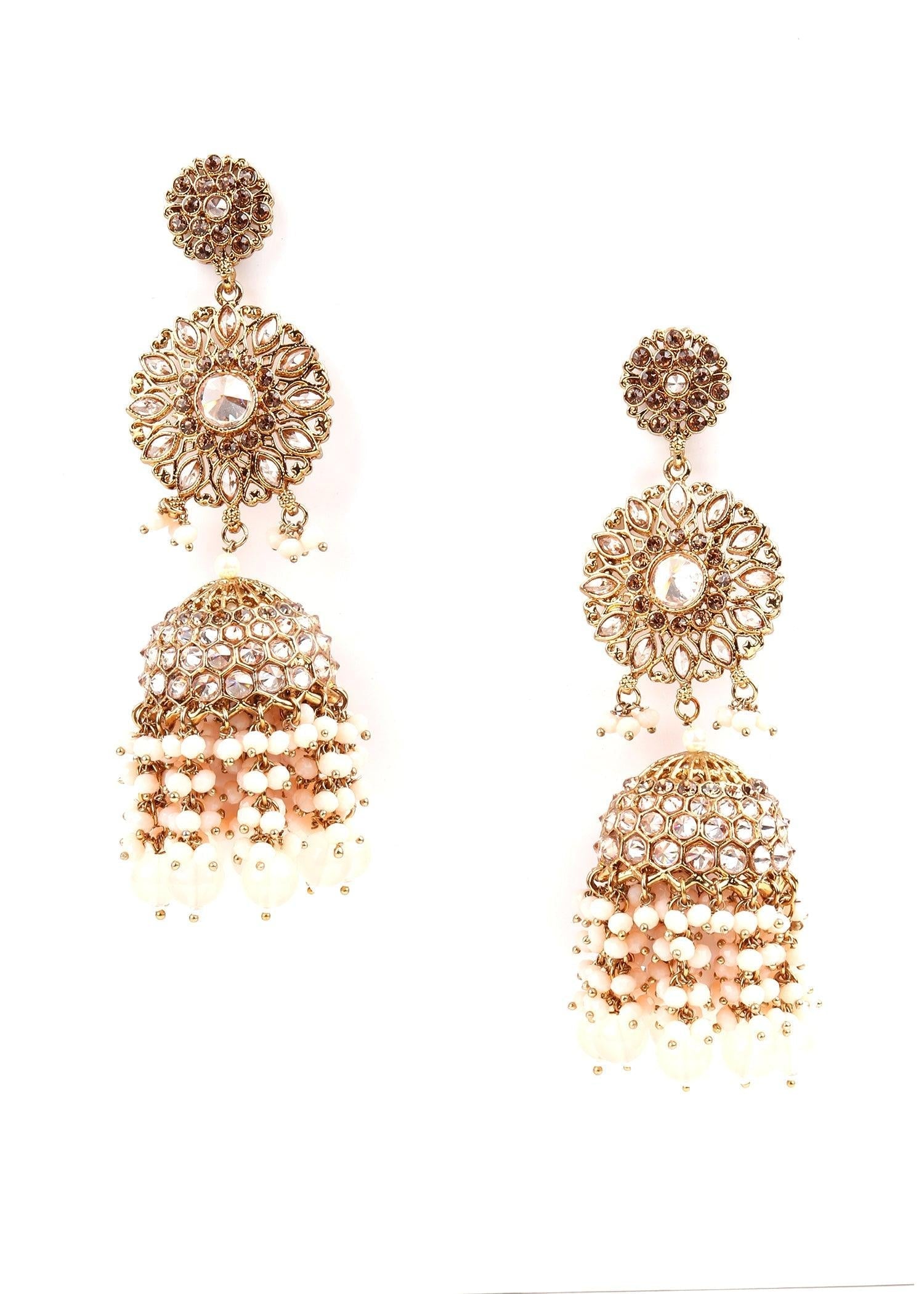 Exquisite 3 Piece Set of Necklace, Earrings and Maang Tikka - Rajwada